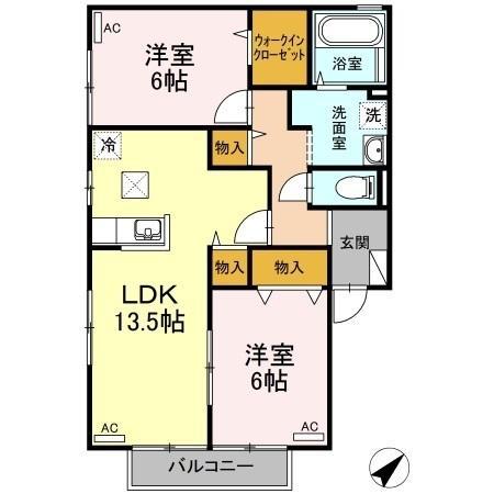 セジュールメゾン(2LDK/1階)の間取り写真