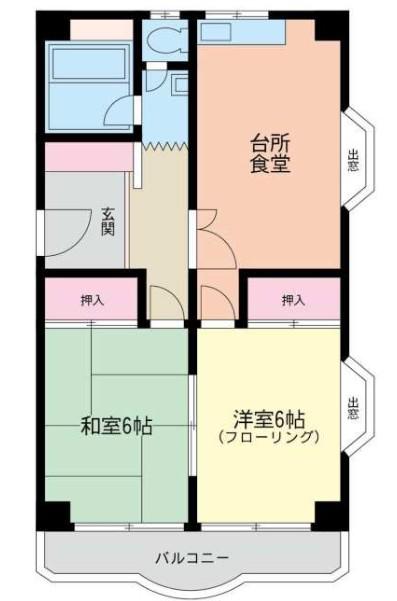 第一山本マンション(2DK/4階)の間取り写真