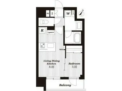 デュオヒルズ仙台一番町一丁目(1LDK/9階)の間取り写真