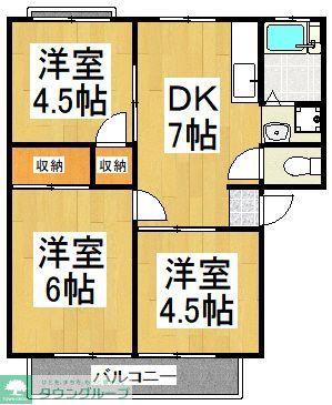 ハイツコマチA(3DK/1階)の間取り写真