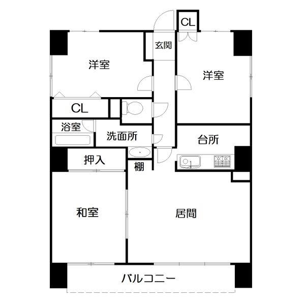 サンロード南5条(3LDK/7階)の間取り写真