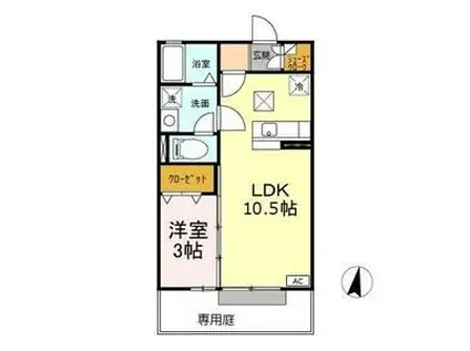 COMODO楠III(1LDK/1階)の間取り写真