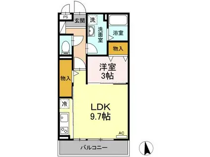 クレールTK(1LDK/3階)の間取り写真