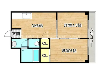 スカイメゾン (2DK/4階)の間取り写真