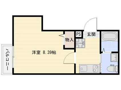 フラッティ大宮今出川(1K/2階)の間取り写真