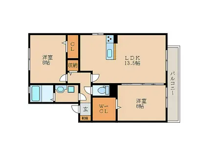 サンフォレスタ(2LDK/2階)の間取り写真