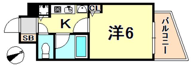 エステムコート神戸・県庁前(1K/6階)の間取り写真