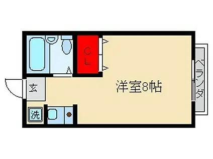 梔原ハイツ(ワンルーム/1階)の間取り写真