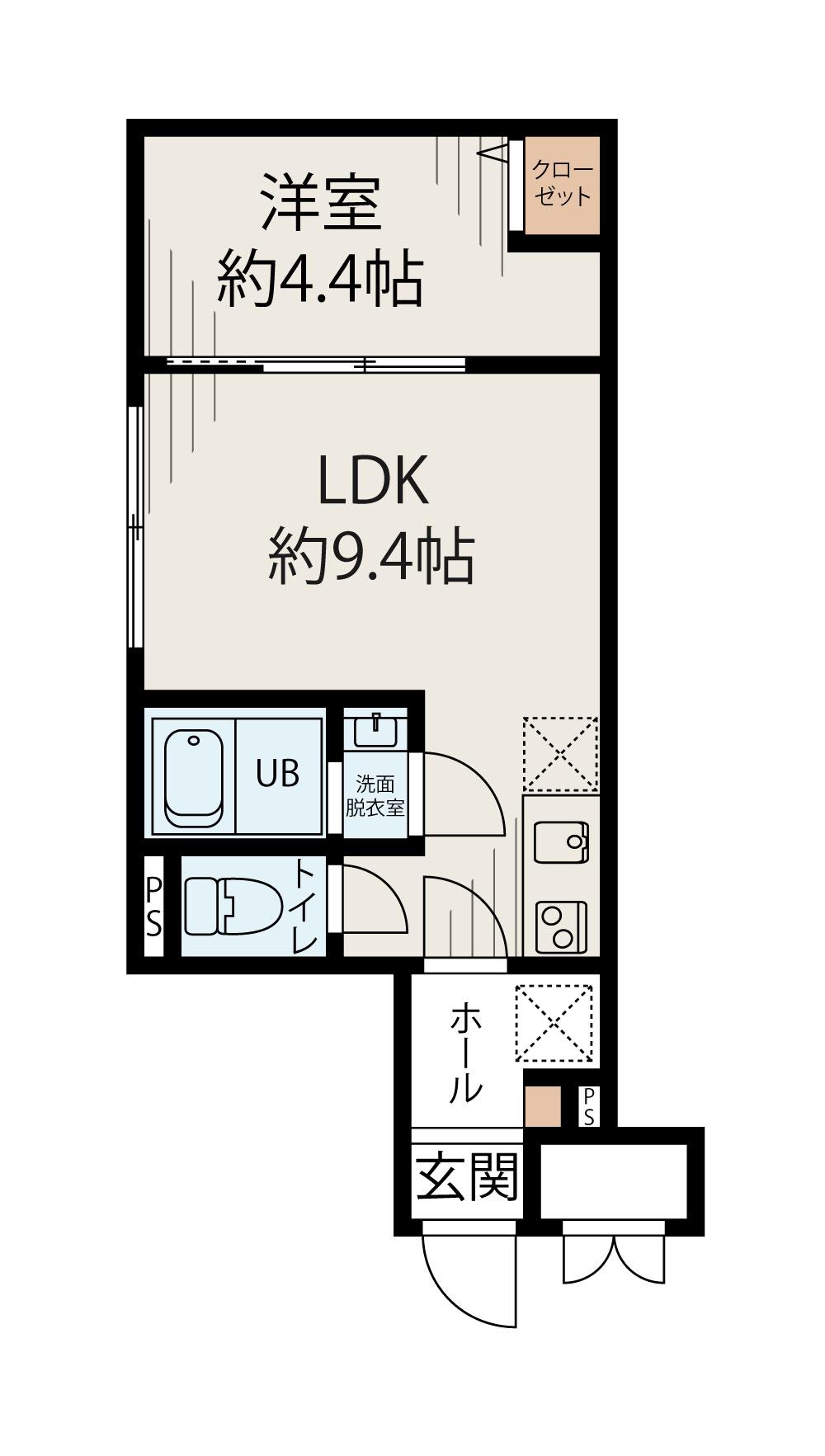ル・シエル西新宿(1LDK/1階)の間取り写真