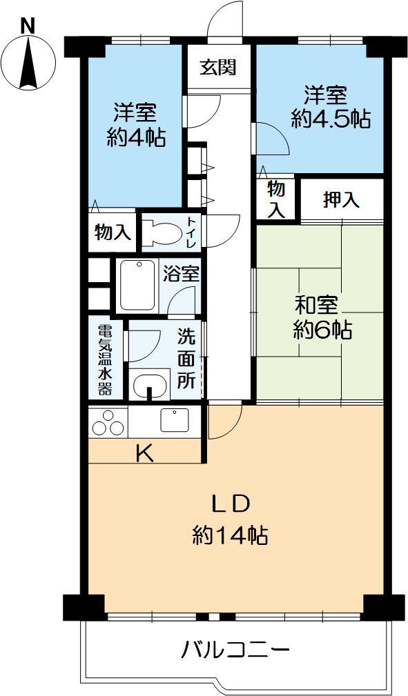 サンマンション塚口第二(3LDK/4階)の間取り写真