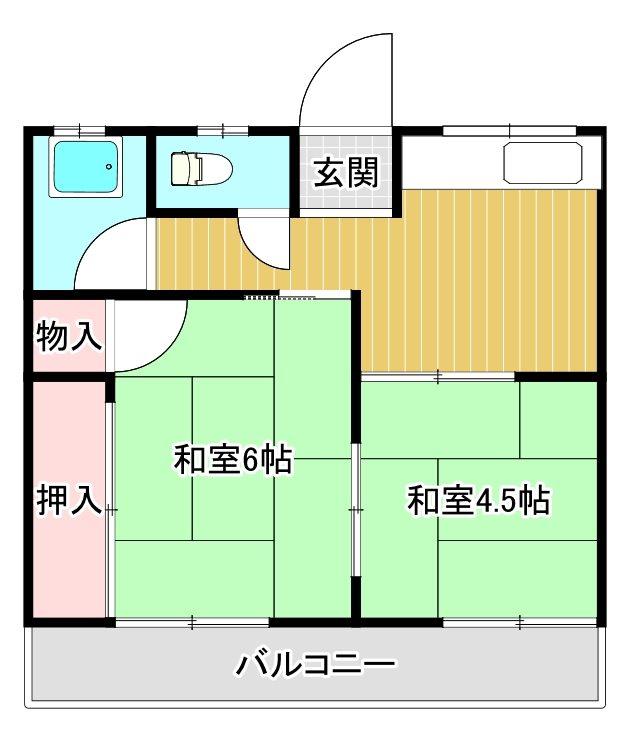 レガロ立花(2K/1階)の間取り写真