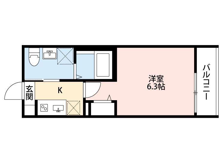 ラ リヴィエール テール稲毛(1K/2階)の間取り写真