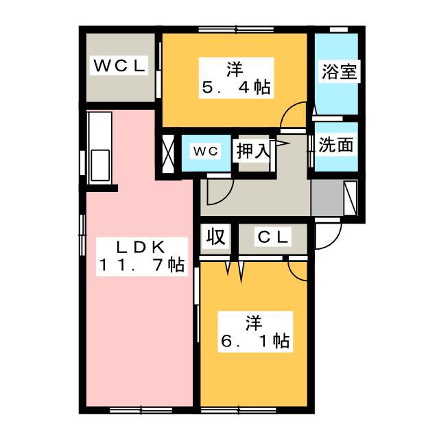 ステラメゾン B棟(2LDK/2階)の間取り写真