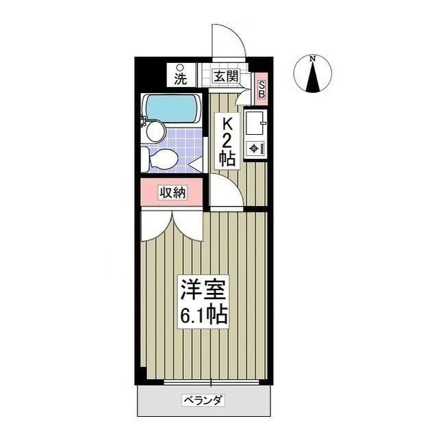 ホワイトピア I(1K/2階)の間取り写真