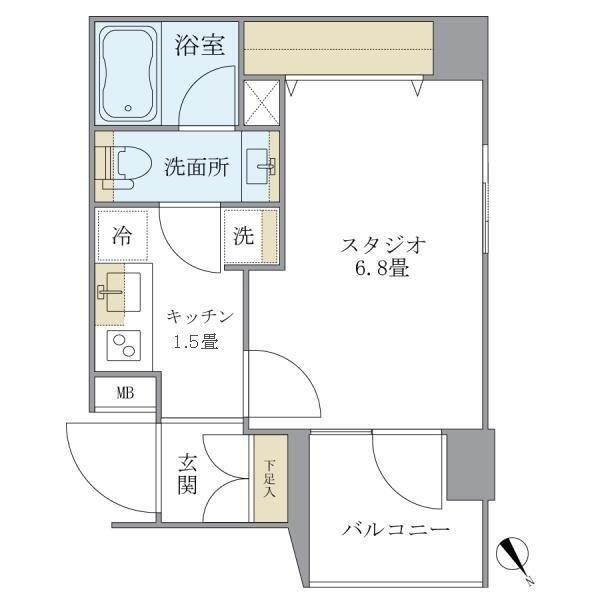 リージア中野新橋(1K/1階)の間取り写真