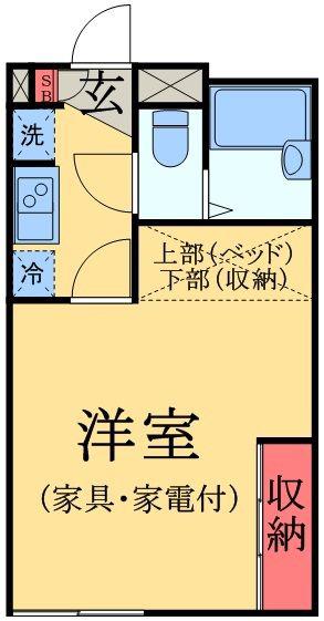 LPユアサ(1K/1階)の間取り写真