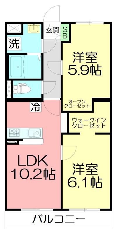 GASPARD(2LDK/1階)の間取り写真