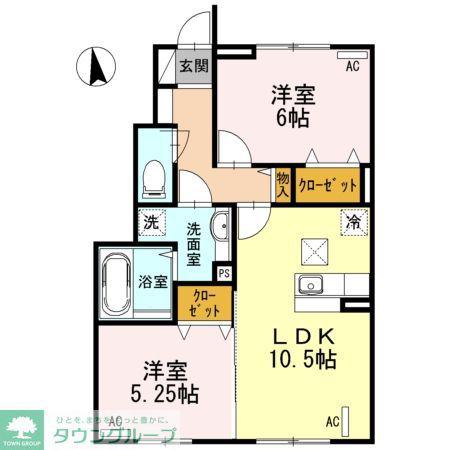 ポラリスF I(2LDK/1階)の間取り写真