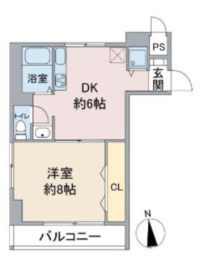 サザンクロス(1DK/6階)の間取り写真