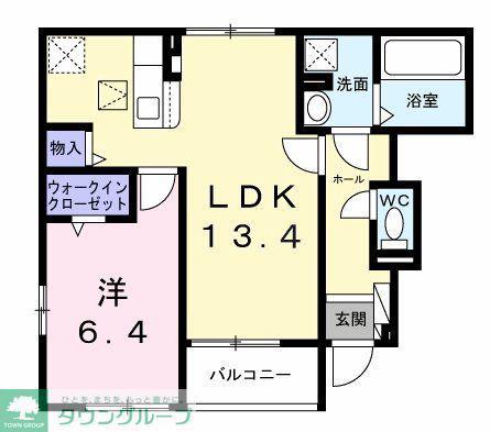 ヴァン リュミエール(1LDK/1階)の間取り写真