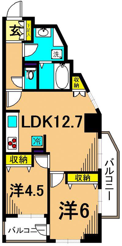 センチュリープラチナマンション大井町(2LDK/3階)の間取り写真