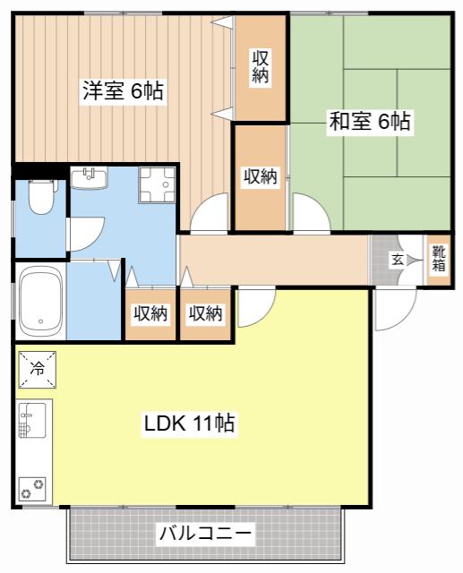 ルシオールIII(2LDK/1階)の間取り写真