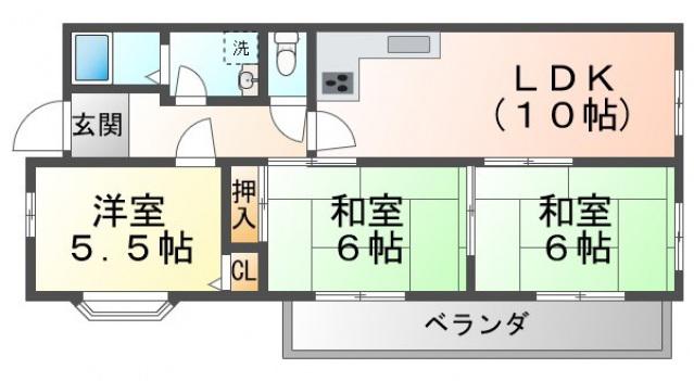 千里山パークヒルズII(3LDK/3階)の間取り写真