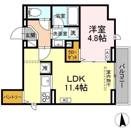 D-ROOM SUN PLATINA(1LDK/2階)の間取り写真