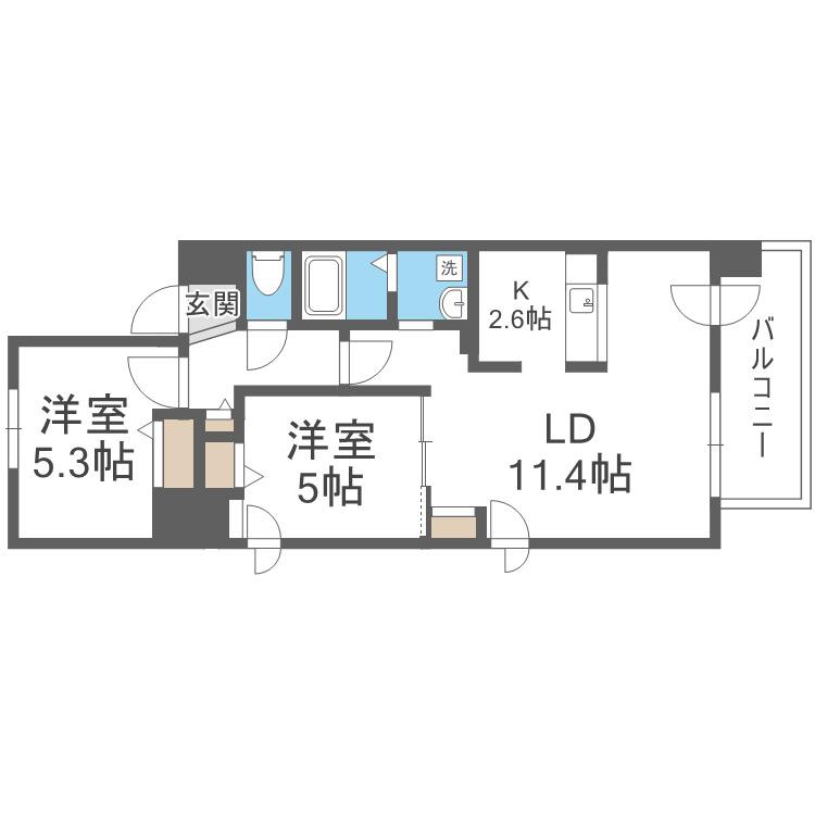 AMABILIS(2LDK/4階)の間取り写真