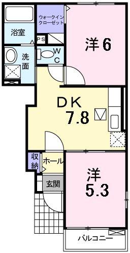 ヴィラカンタベリー(2DK/1階)の間取り写真