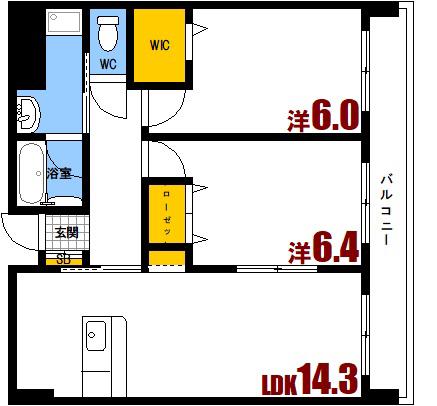 プランドール府中(2LDK/5階)の間取り写真