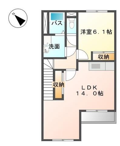 オリーブガーデン(1LDK/2階)の間取り写真