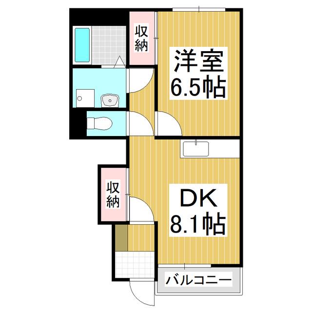 イーストHILLS(1DK/1階)の間取り写真