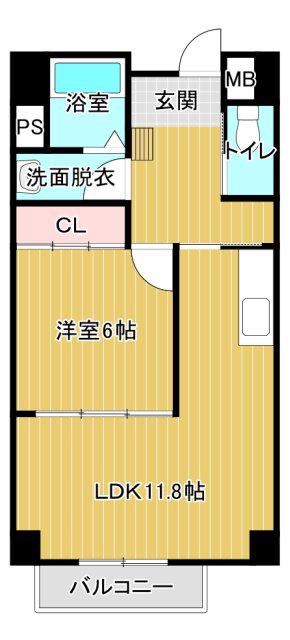 GARDEN昴(1LDK/4階)の間取り写真