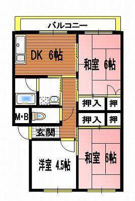 神島パークマンション(3DK/4階)の間取り写真