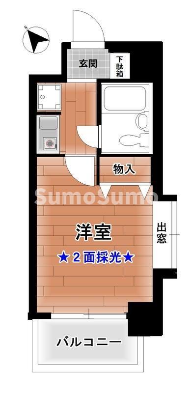 ダイアパレス水木通弐番館(1K/7階)の間取り写真