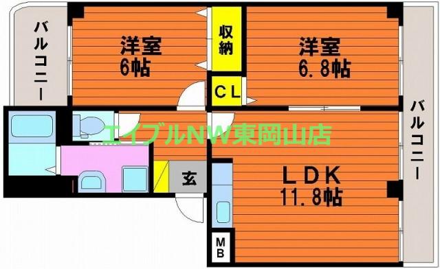 PLEIADES B棟(2LDK/2階)の間取り写真
