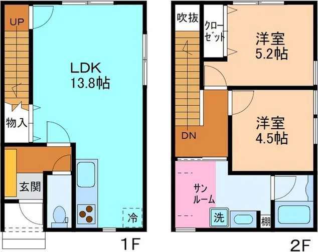 本郷町APARTMENT A棟(2LDK/1階)の間取り写真