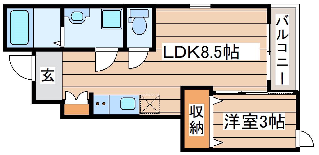 ファースト オブ メイ(1LDK/1階)の間取り写真