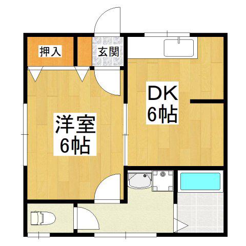 サニーハイツ(1DK/2階)の間取り写真