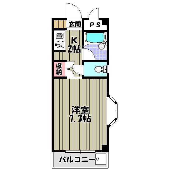 ロアール尾崎(1K/1階)の間取り写真