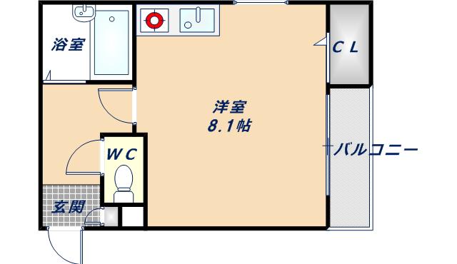 リバーライズ永和(ワンルーム/2階)の間取り写真