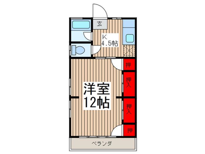 土屋ハイツ(1K/2階)の間取り写真