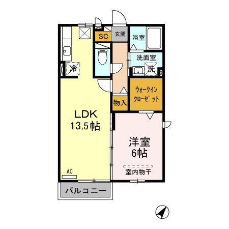 レセンテ A/B(1LDK/1階)の間取り写真