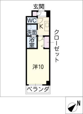 ハンプトンコート(1K/1階)の間取り写真