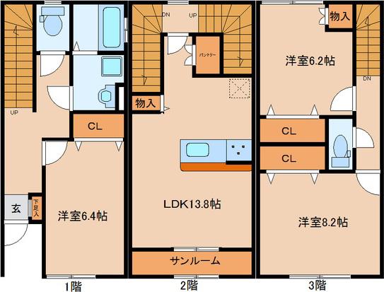 PRIM ROSEV(3LDK/1階)の間取り写真