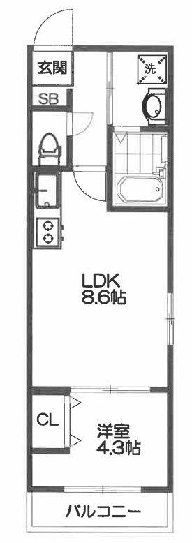 ブランドールO&M(1LDK/3階)の間取り写真