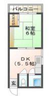 ヴィクトリアコート太子町I(1DK/2階)の間取り写真