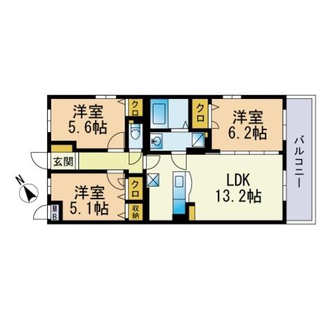 ステラルーチェ宰都(3LDK/2階)の間取り写真