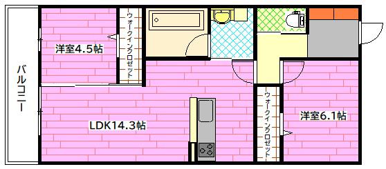 VILLA HAKUYO(2LDK/1階)の間取り写真
